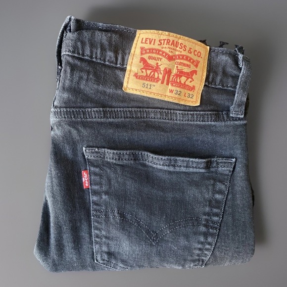 Levi 511 Men's Black Straight Leg Jeans Zipper Fly 32x32 - Picture 1 of 12